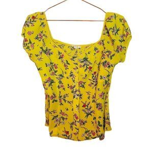 NWOT ANGL E&M Yellow Floral Top Medium